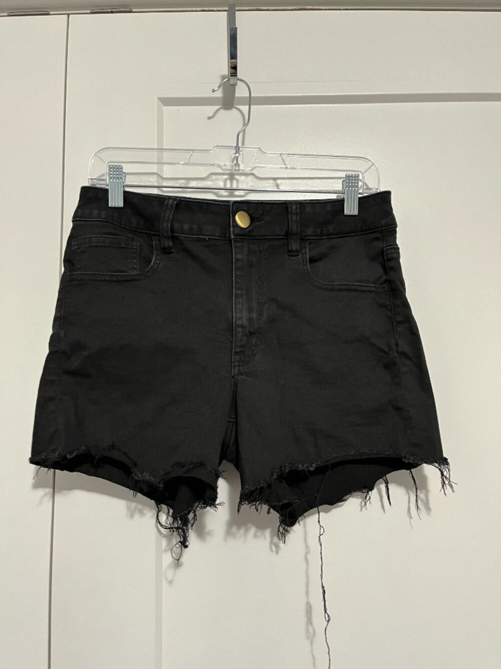 American Eagle Size 10 Black Hi-Rise Shortie Sateen Shorts